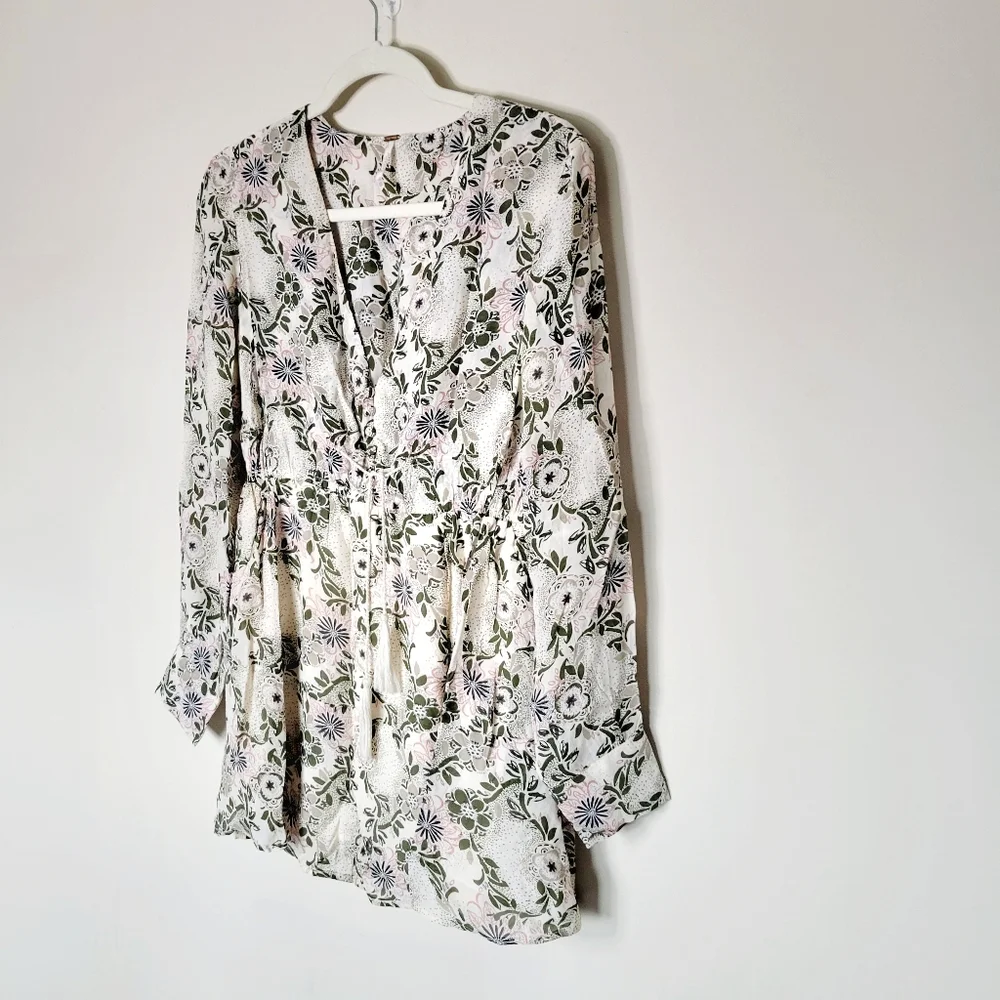 Free People Stealing‎ Fire Mini Dress In Ivory Combo